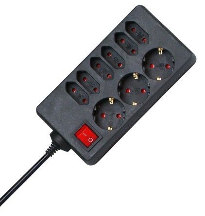 Kopp 129805005 power strip with Schalter 9fach black Schutzkontakt 1