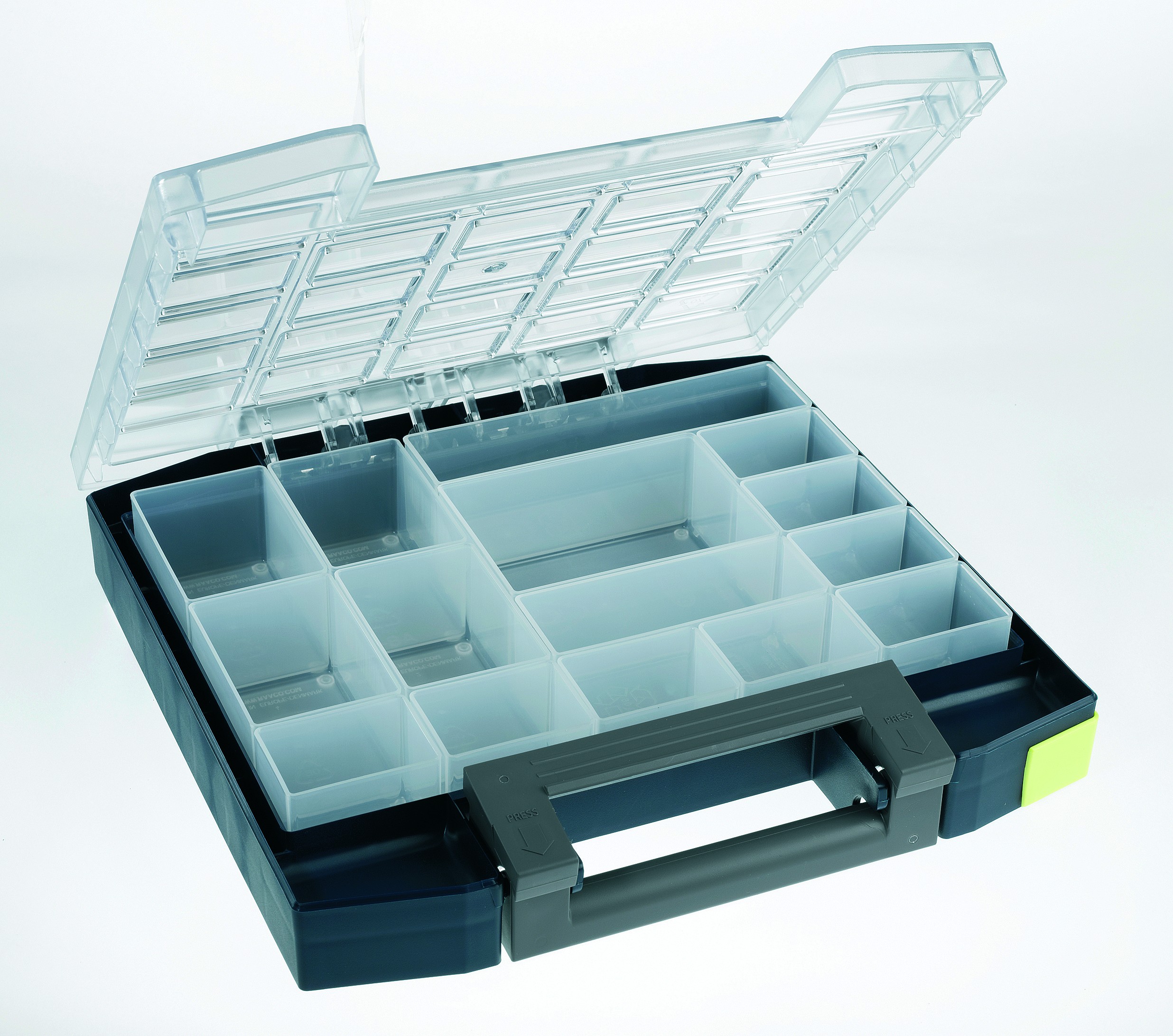 Sortimentssuitcase boxxser B298xT284xH55mm 15 Fächer m.Profilraster