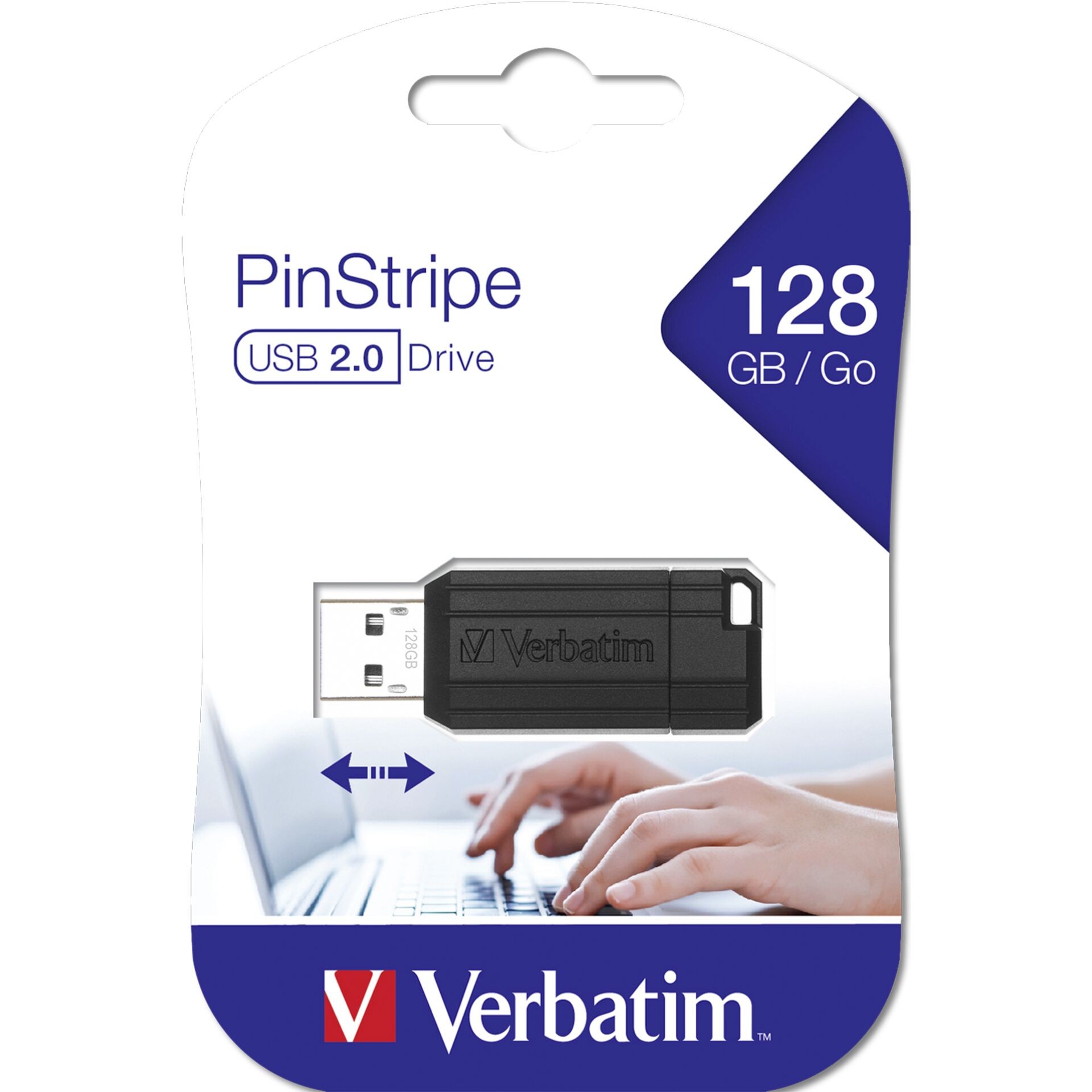 Verbatim PinStripe - USB Drive 128 GB - Black - Verbatim PinStripe -