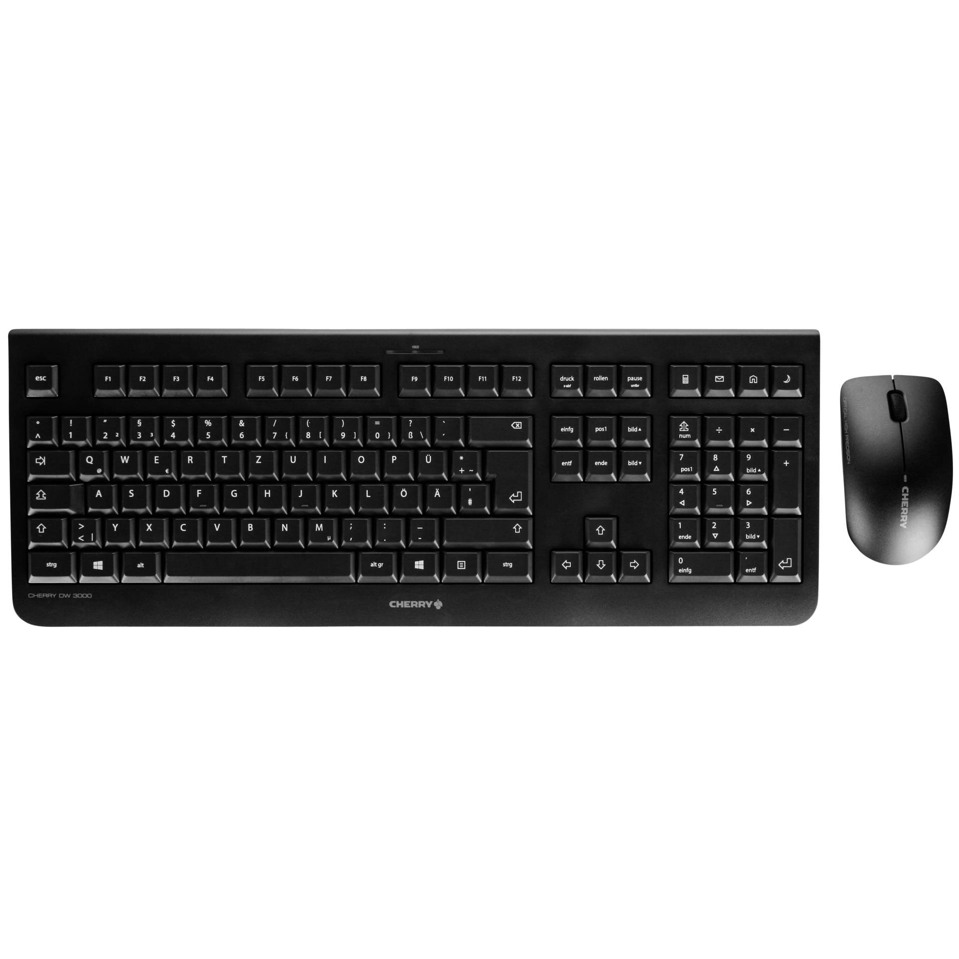CHERRY DW 3000 Funk Tastatur, Maus-Set Deutsch, QWERTZ Schwarz