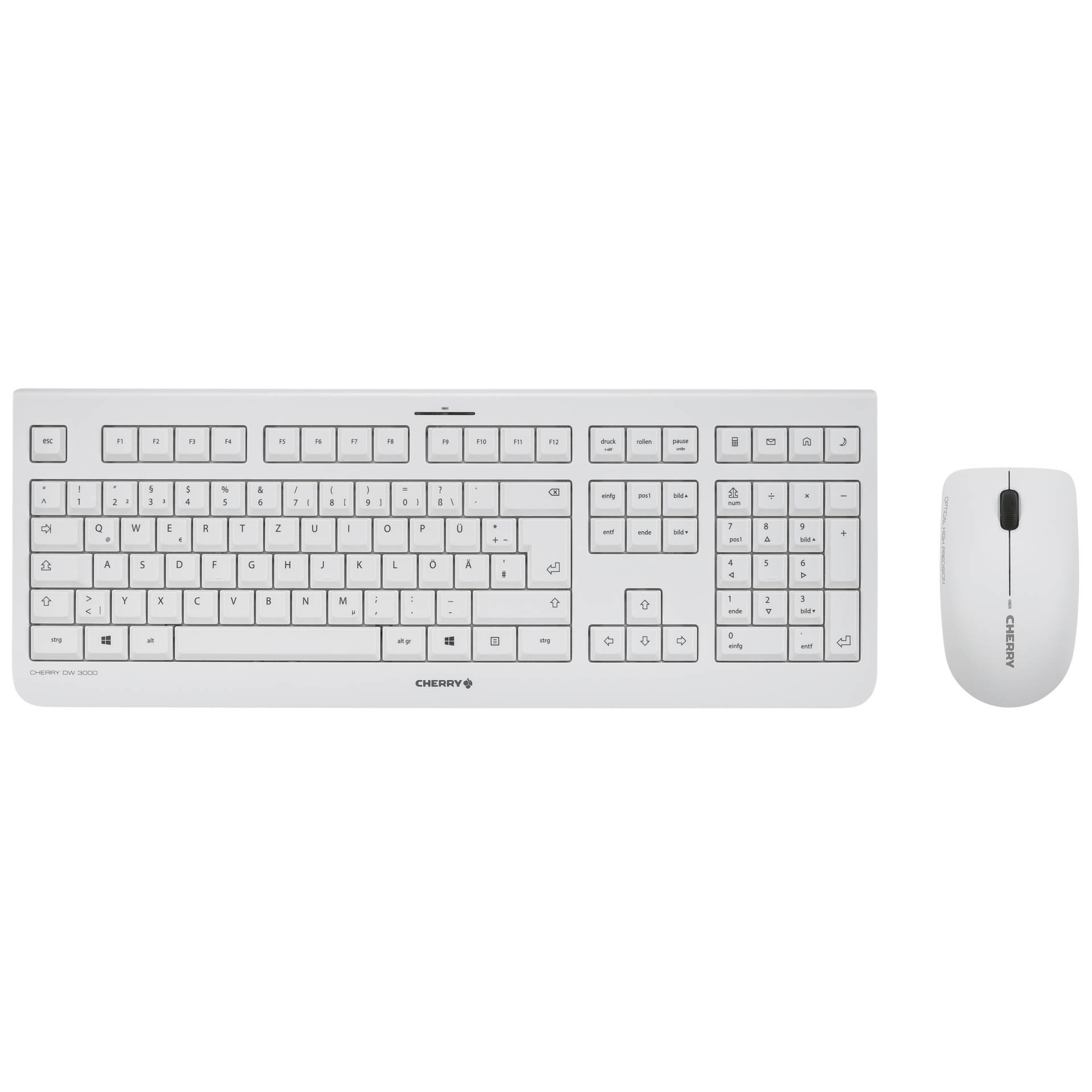 CHERRY DW 3000 Funk Tastatur, Maus-Set Deutsch, QWERTZ Weiß