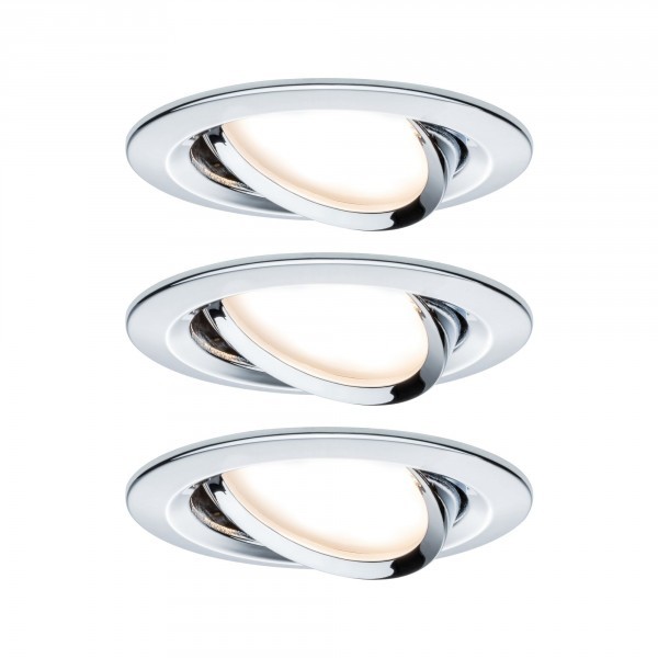Paulmann 93488 Nova Einbauleuchte 3er Set LED LED 18W Chrom (glä