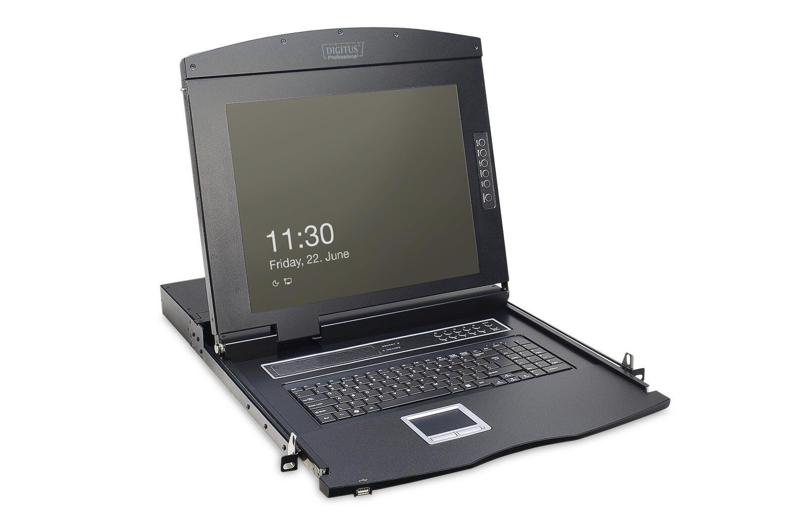 Digitus 17" LCD KVM Konsole, 1-Port VGA, deutsche Tastatur