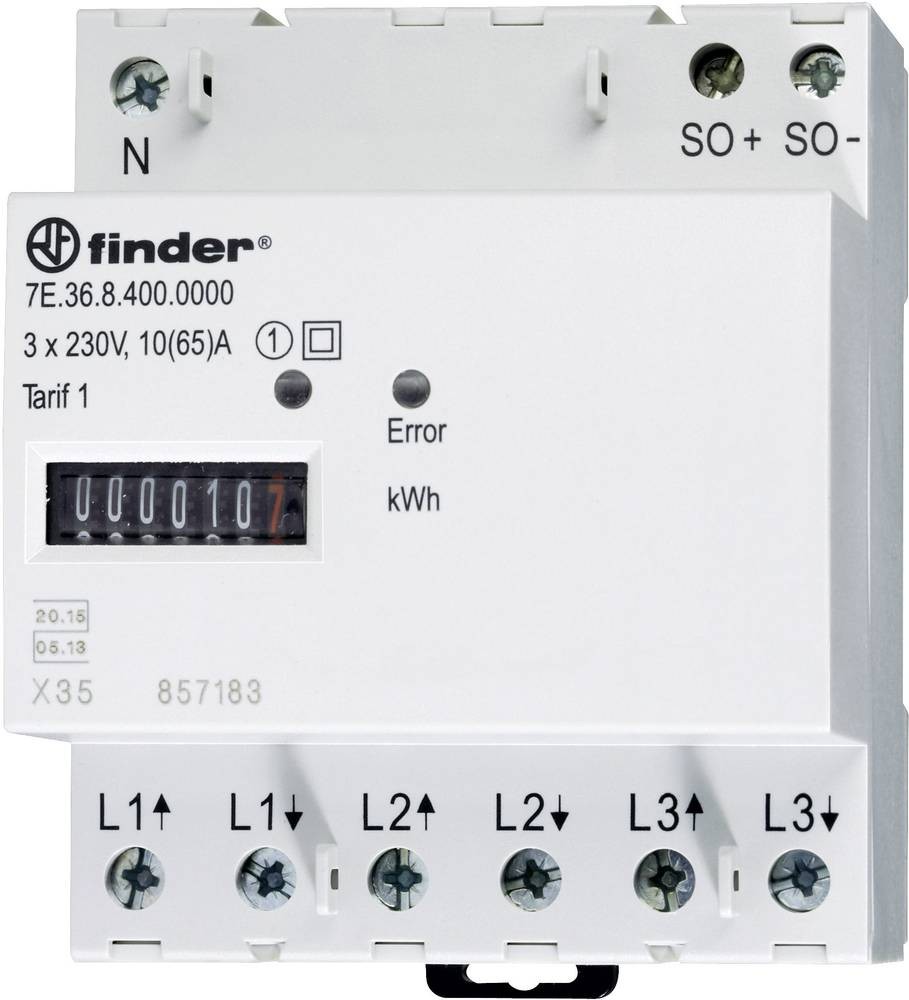 Finder 7E.36.8.400.0010 7E.36.8.400.0010 Drehstromzähler mechanisch