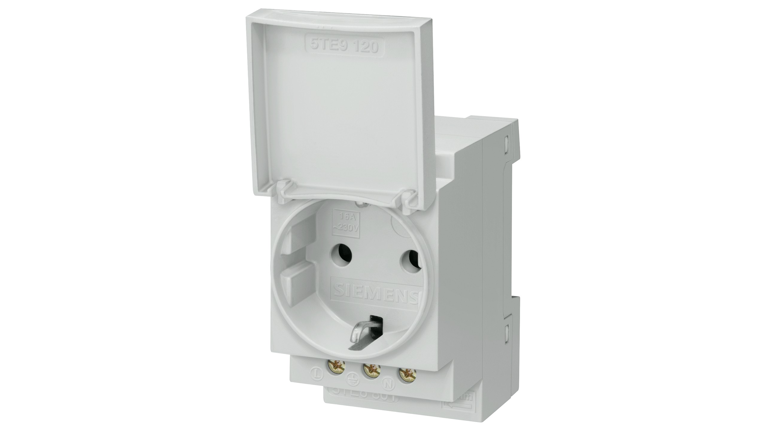 Siemens Hutschienen-Steckdose avec Klappdeckel 5TE6801 gris