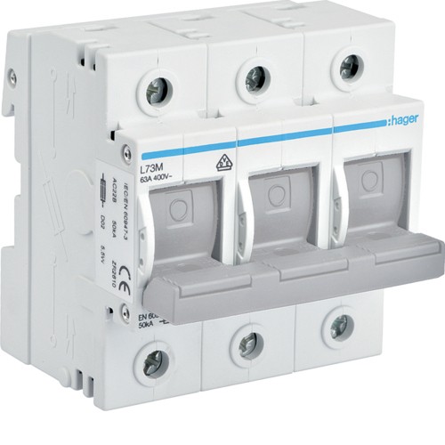 Hager L73M Lasttrennschalter Sicherungstaille = D02 3polig 63A 1 pc(s)