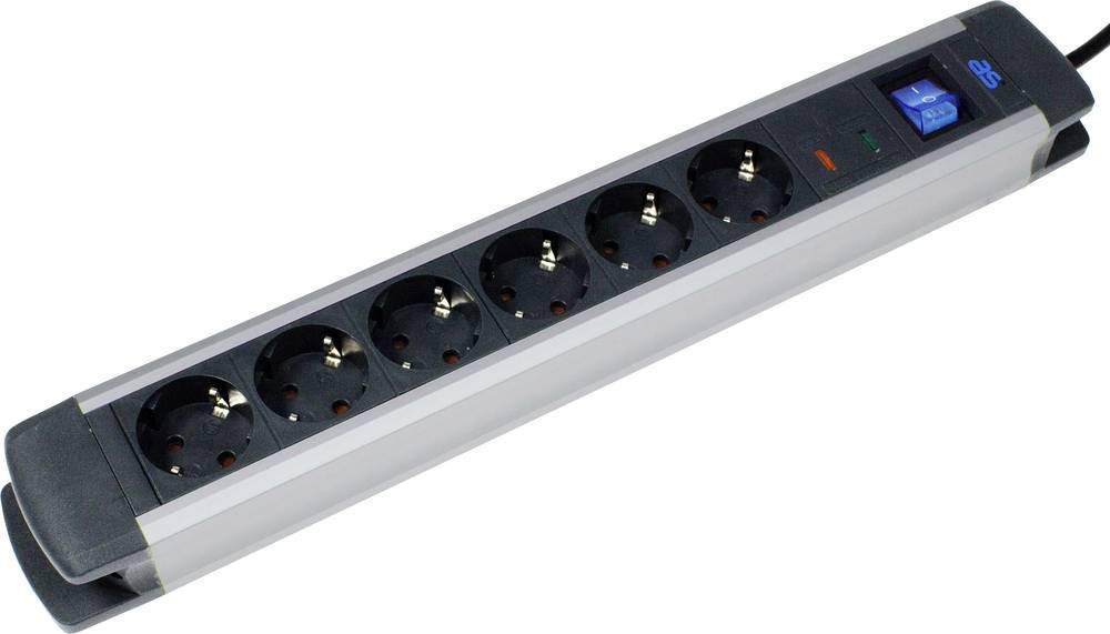 AS Schwabe 18366 overvoltage protection-power strip black, silver