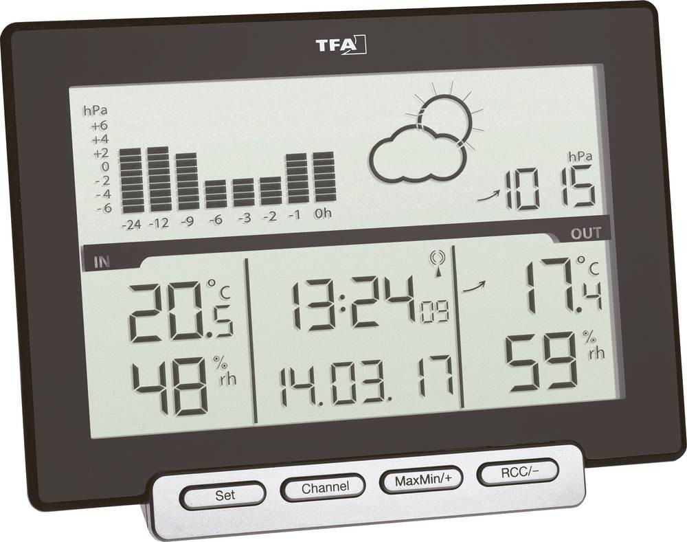 TFA-Dostmann Meteo Sens Noir LCD Batterie - TFA-Dostmann Meteo Sens,