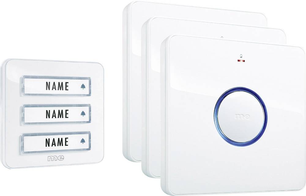 M-e modern-electronics 41097 Funkklingel Komplett-Set für 3 Wohnungen