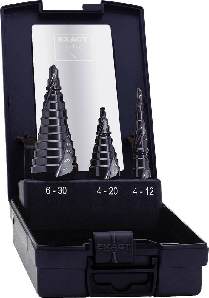 Exact 50071 HSS Stufenbohrer-Set 3teilig TiAIN 3-Flächenschaft 1 Set