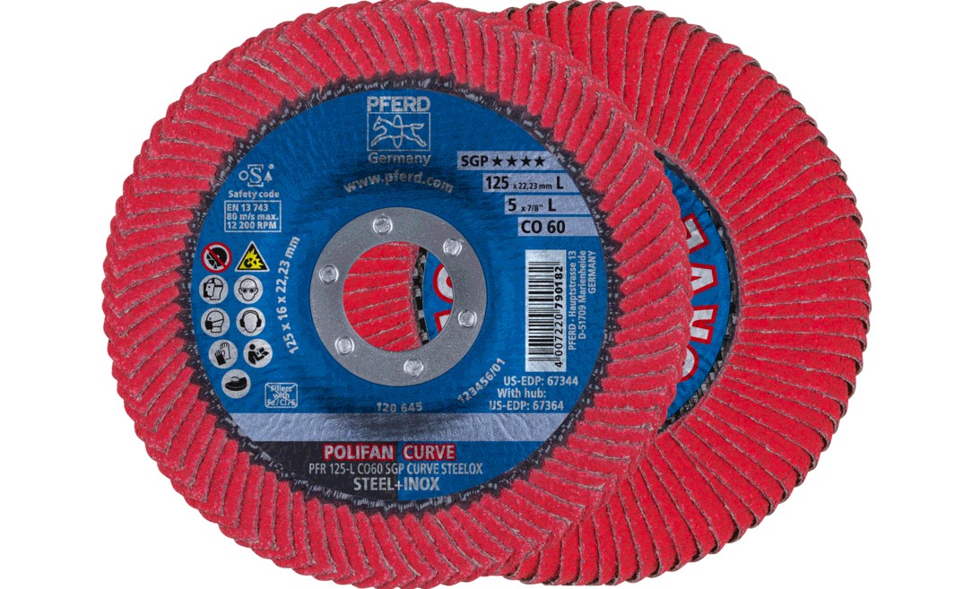 Fächerscheibe POLIFAN CO SGP CURVE STEELOX D.125mm K.60 CURVE INOX/