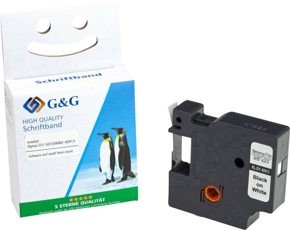 G&G 15566 Kompatibel ersetzt DYMO 40913 Bandfarbe: Weiß Schriftfarbe: