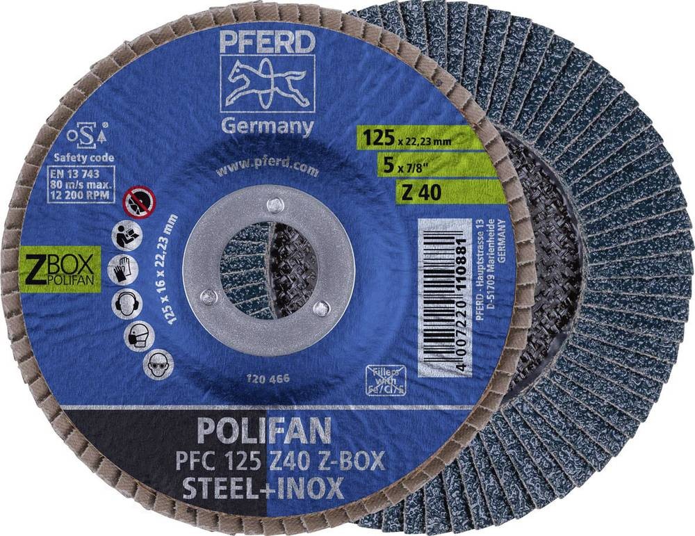 Fächerscheibe POLIFAN Z BOX D.125mm K.Z-40 kon.INOX ZK Box á 10 St.