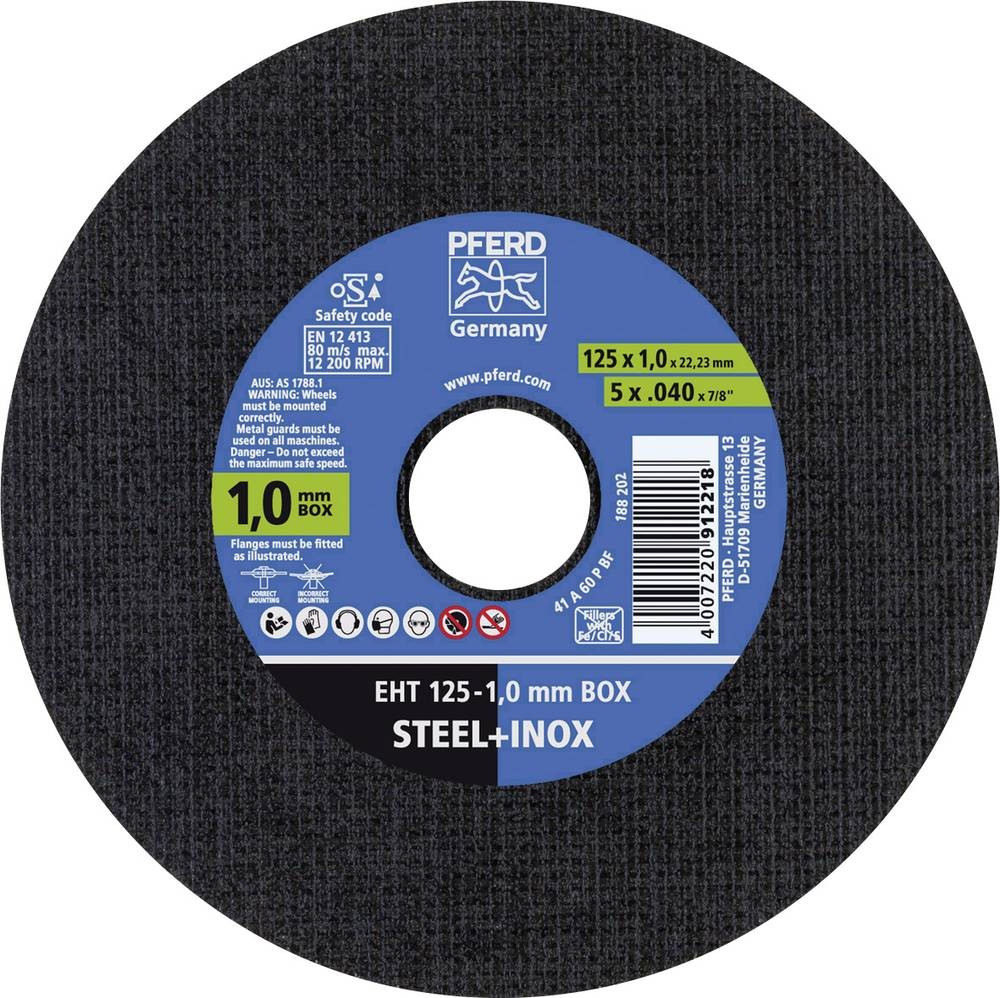 Trennscheibe STEELOX BOX D125x1mm ger.INOX Bohr.22,23mm Box á 25 St.