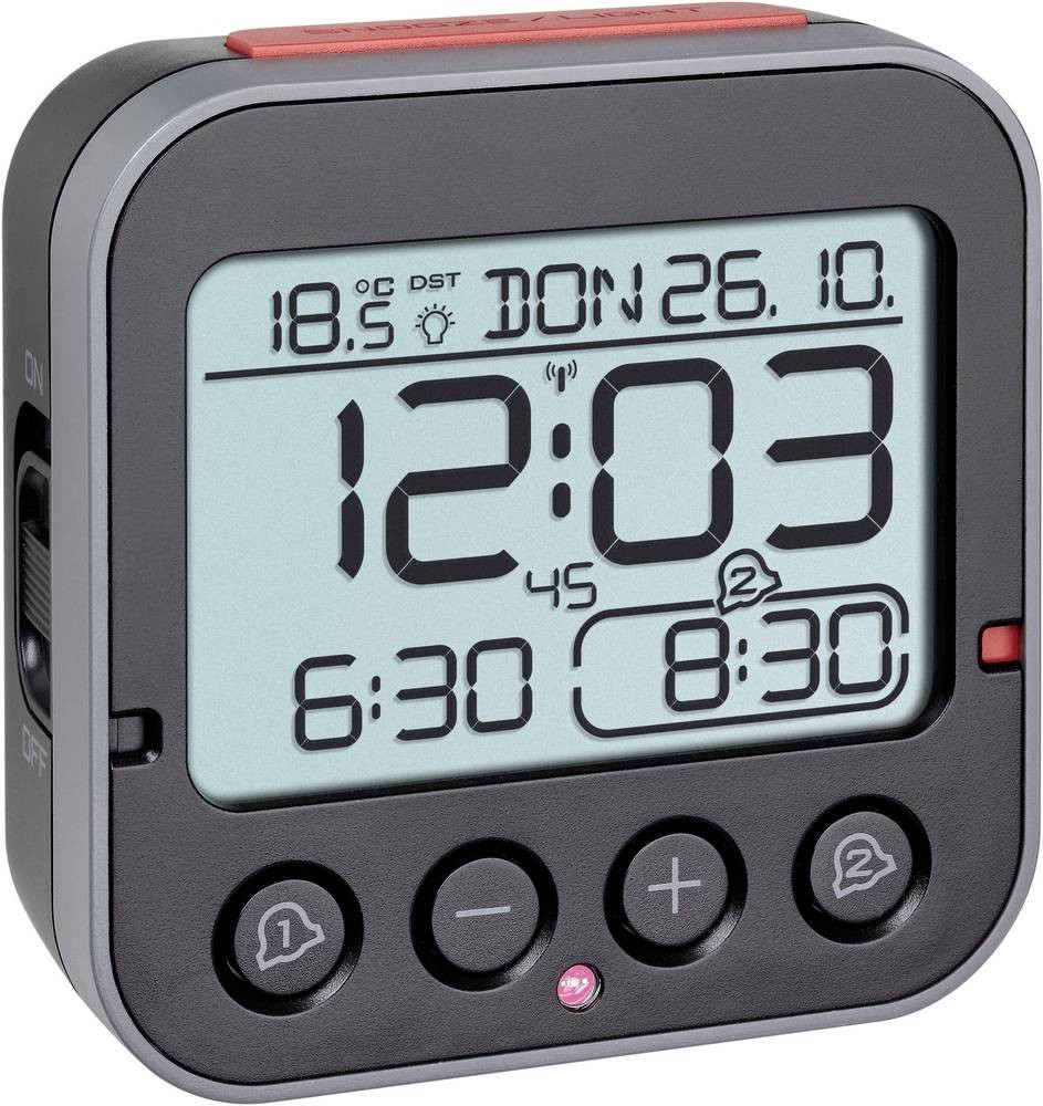 TFA Dostmann 60.2550.01 Funk alarm clock black Alarmzeiten 2 Großes