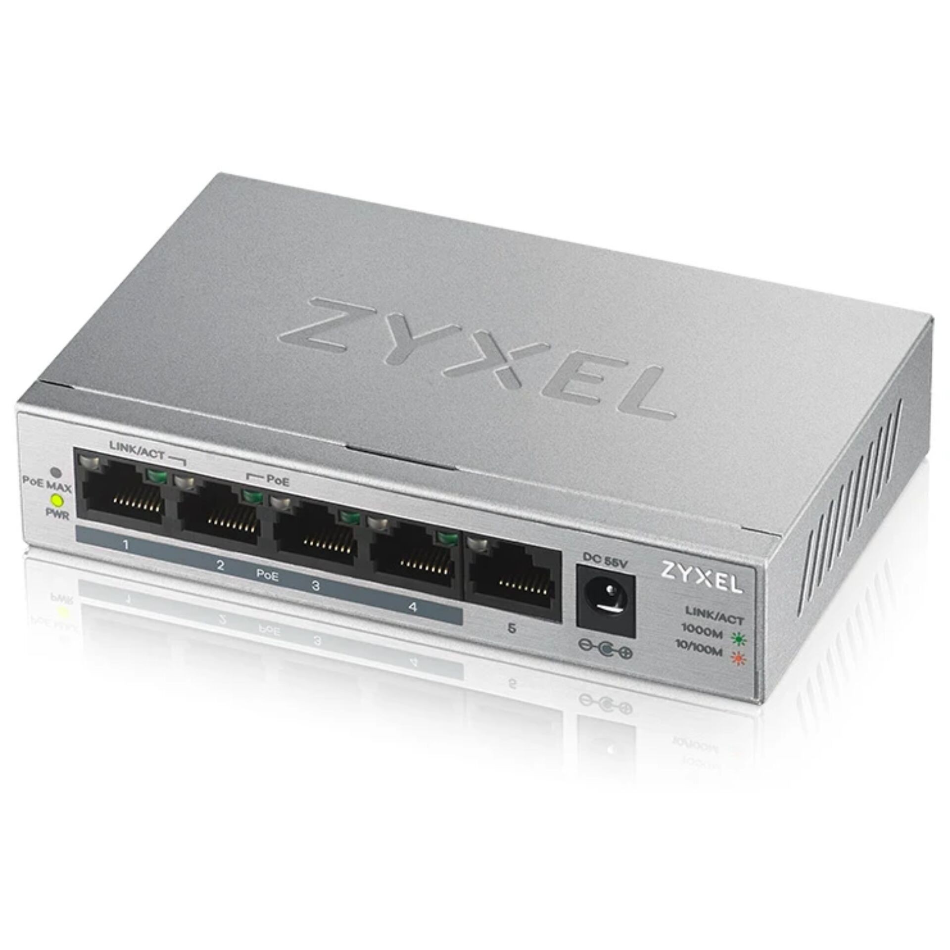 ZyXEL GS1005-HP 5-Port Desktop Gigabit PoE+ Switch 60W Eurostecker