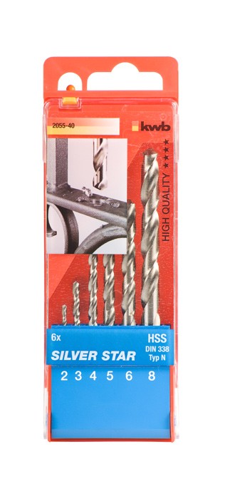 Kwb 205540 HSS Metall-Spiralbohrer-Set 6teilig 2 mm, 3 mm, 4 mm, 5 mm,