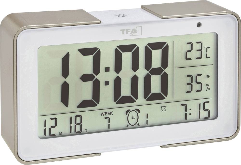TFA Dostmann 60.2540.53 Funk alarm clock Gold, white Alarmzeiten 3
