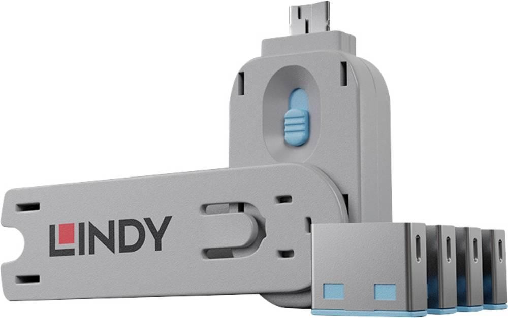 Lindy USB Port Blocker - Pack of 4, Colour Code: Blue - Lindy USB