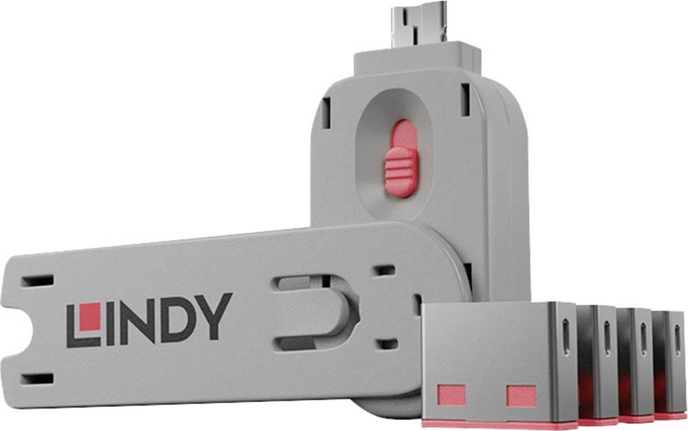 Lindy USB Port Blocker - Pack of 4, Colour Code: Pink - Lindy USB