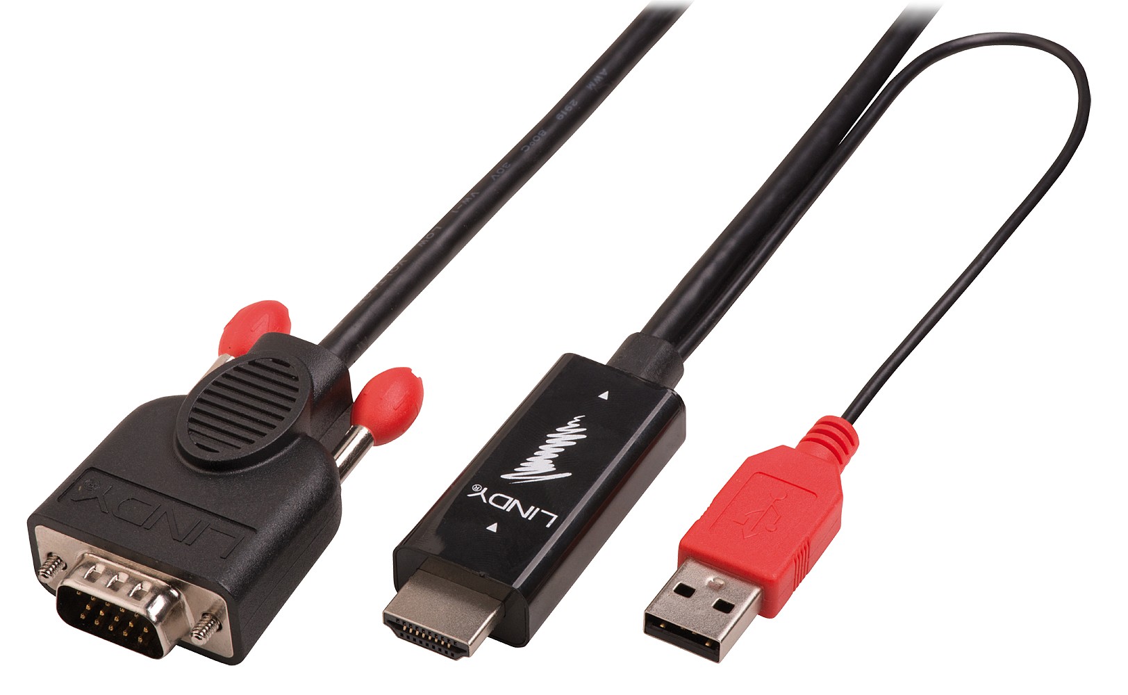 Lindy 41455 cavo e adattatore video 1 m HDMI + USB VGA (D-Sub) Nero -