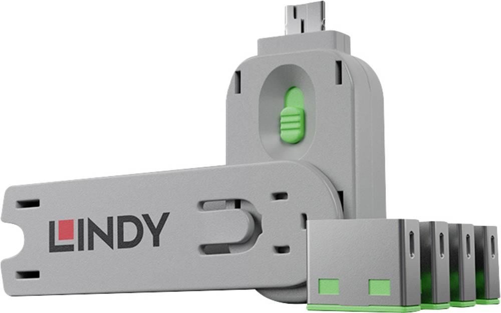 Lindy 40451 clip sicura Bloccaporte + chiave USB tipo A Verde