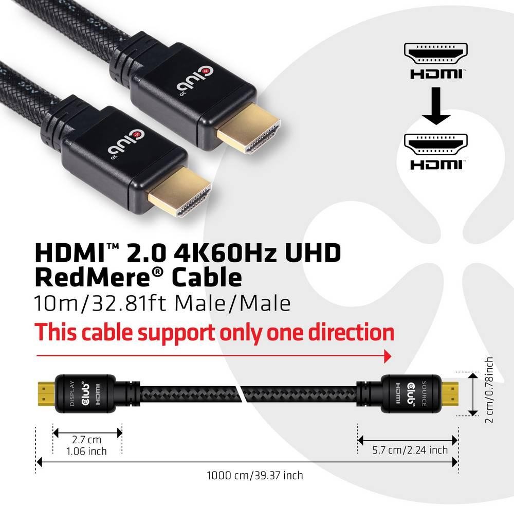 club3D HDMI Anschlusskabel HDMI-A Stecker, HDMI-A Stecker 10.00 m