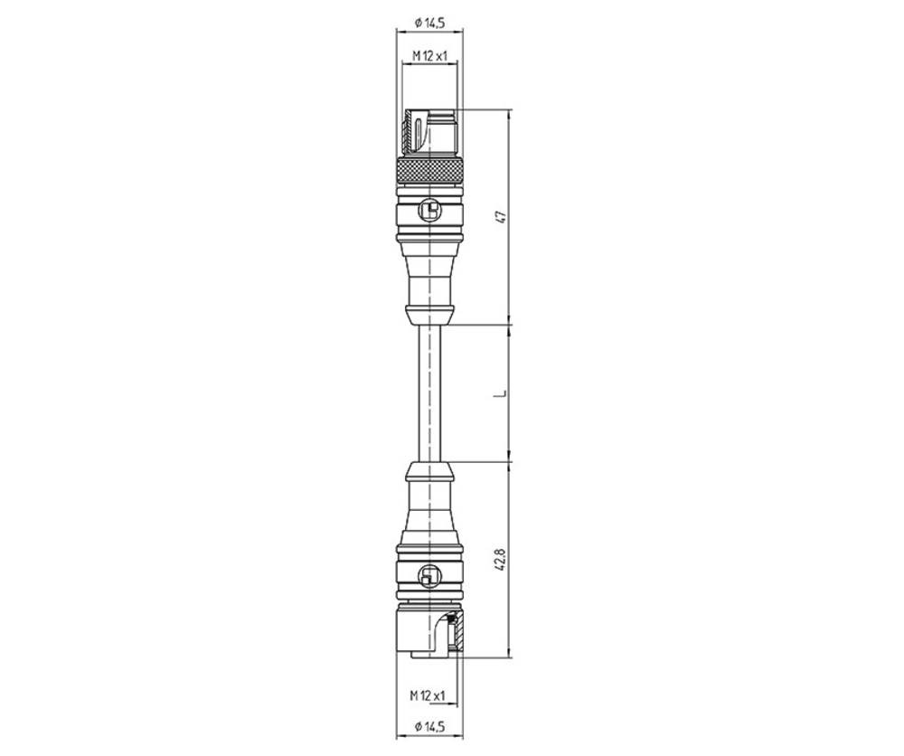 Lutronic 1095 Sensor-/Aktor-Anschlussleitung M12 Stecker, gerade 5.