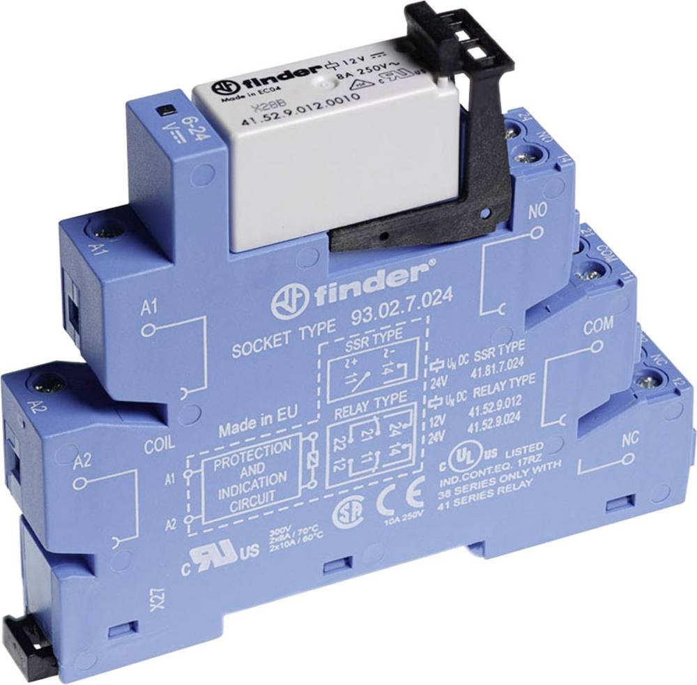 Finder 38.52.0.024.0060 Koppelrelais 24 V/DC, 24 V/AC 8A 2 Wechsler 1