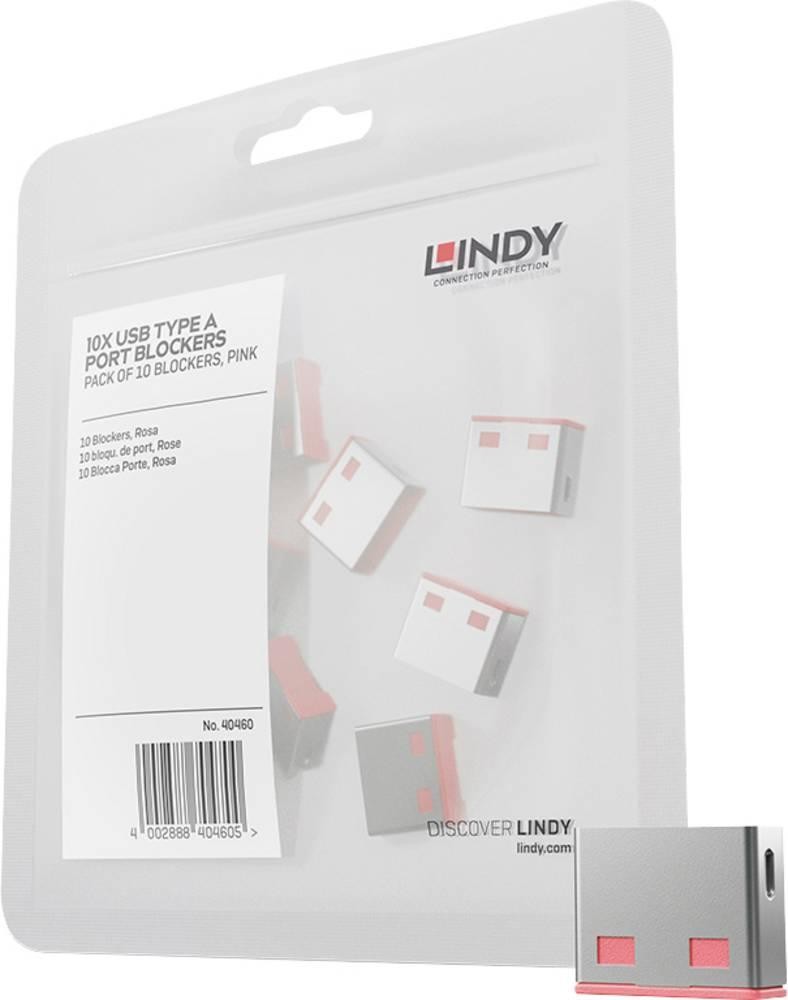 LINDY USB-A Port Schloss USB-Lock 10er Set Rosa ohne Schlüssel 40460