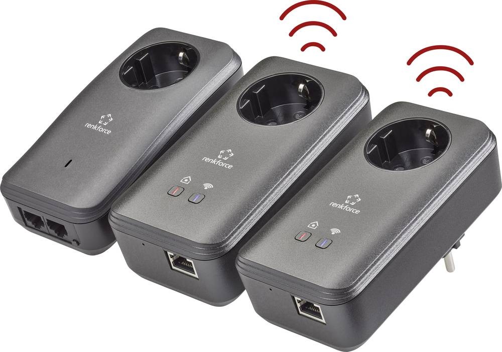 Renkforce PL600D WiFi Powerline WLAN Network Kit RF-3385558 500MBit/s
