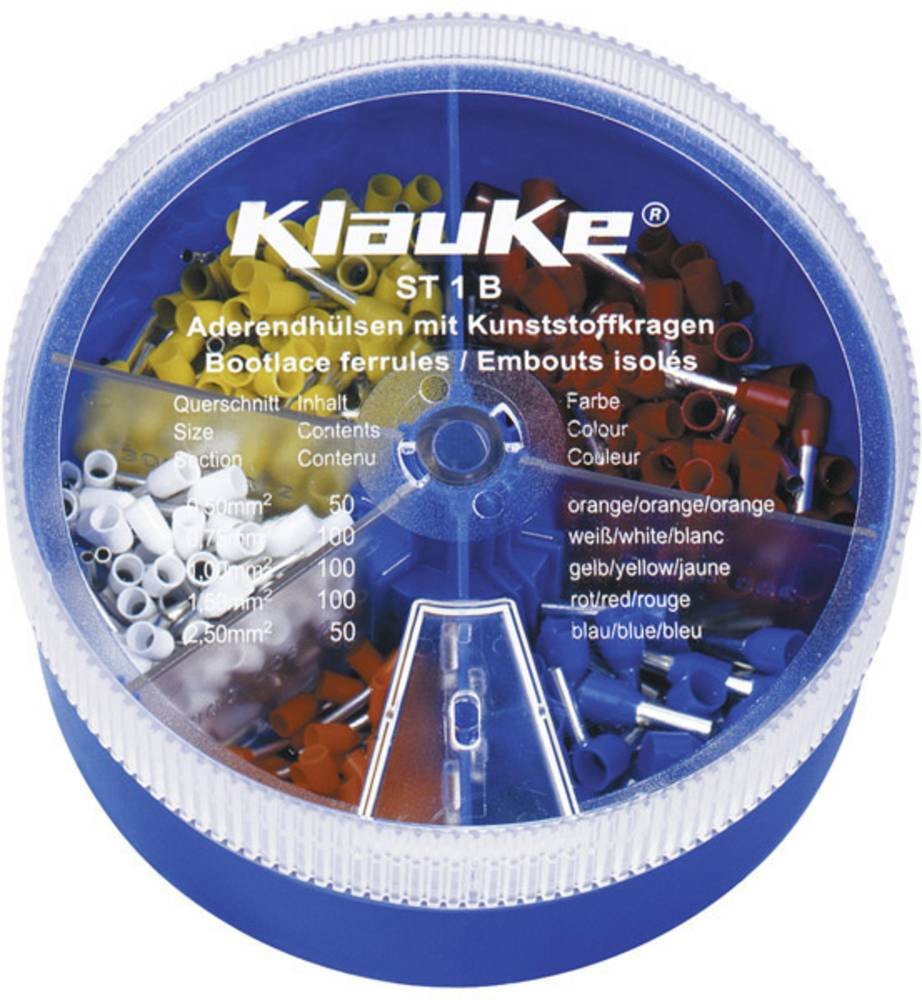 Klauke ST1B Aderendhülsen-Sortiment 0.5 mm², 0.75 mm², 1. mm², 1.