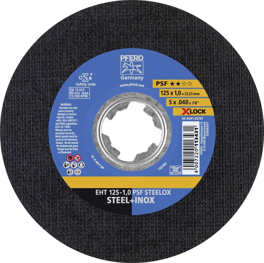 Trennscheibe X-LOCK PSF STEELOX D125x1mm ger.INOX Bohr.22,23mm PFERD