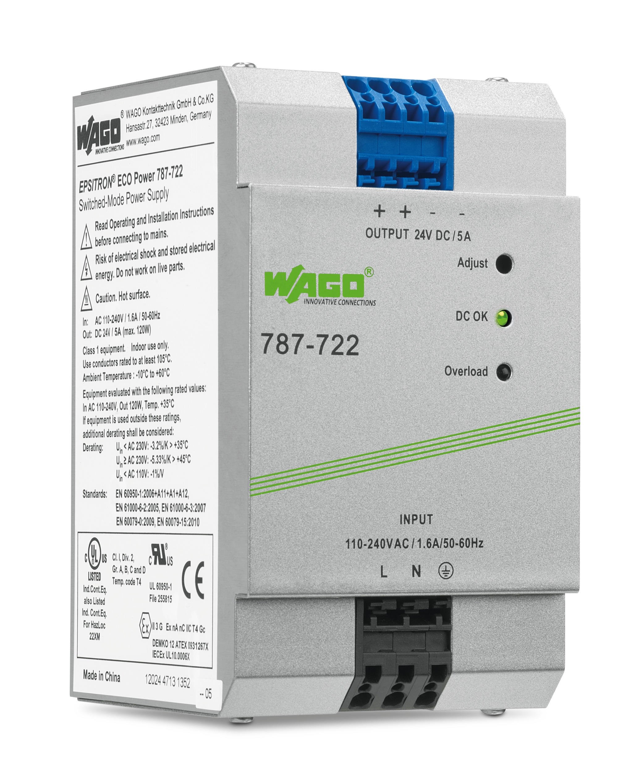 WAGO 787-722 Hutschienen-Netzteil (DIN-Rail) 24 V/DC 5 A 120 W Anzahl