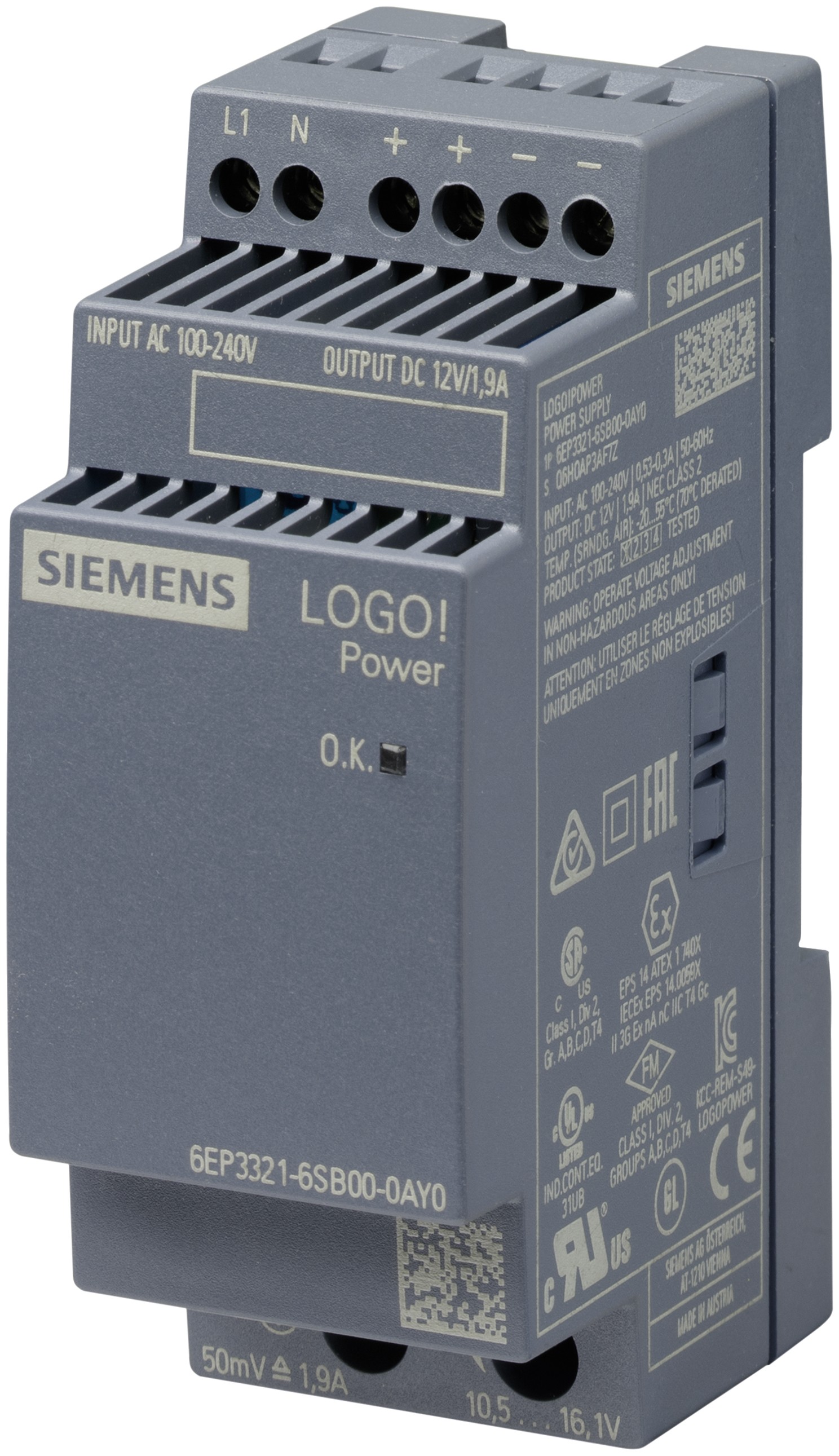 Siemens LOGO!Power/1AC/12VDC/1.9A - Siemens LOGO!Power/1AC/12VDC/1.9A,