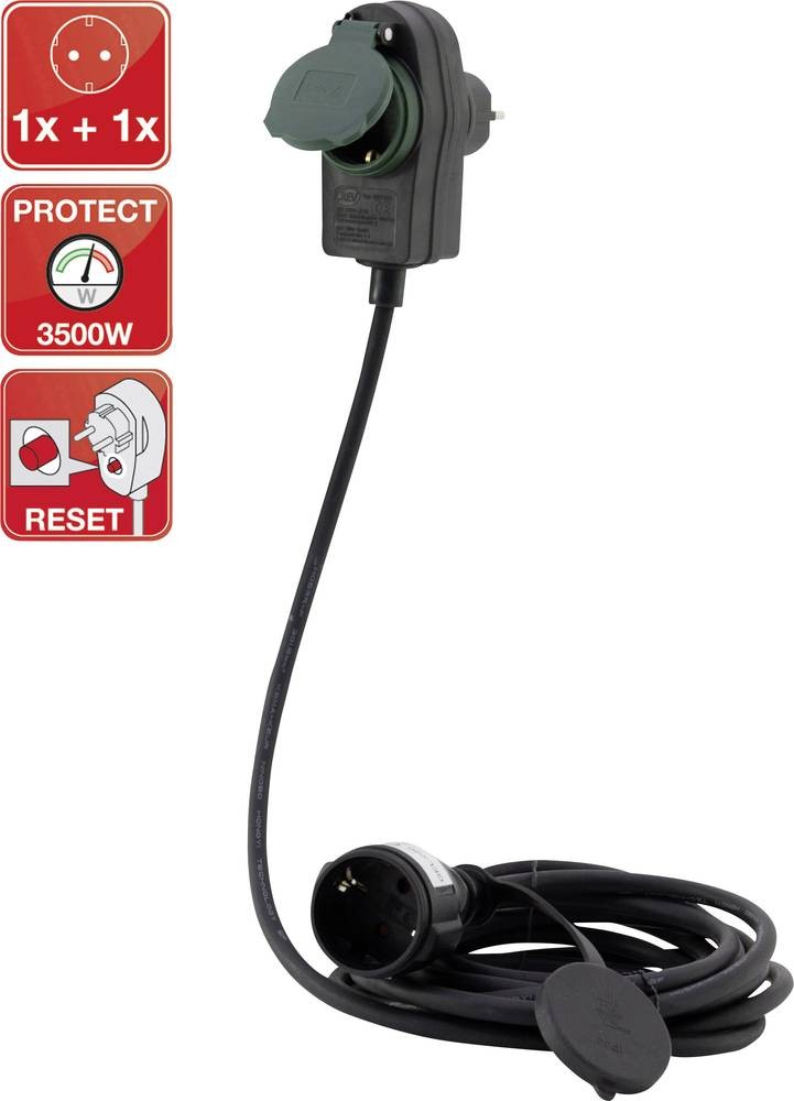 REV 0017101514 Strom extension cable black 10.00m H05RR-F 3G 1,5mm²