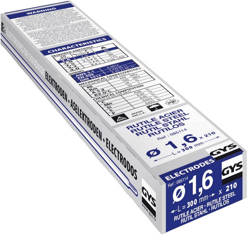 GYS Schblancoelektroden 210 St. (Ø x L) 1.6mm x 300mm 40A (max.)