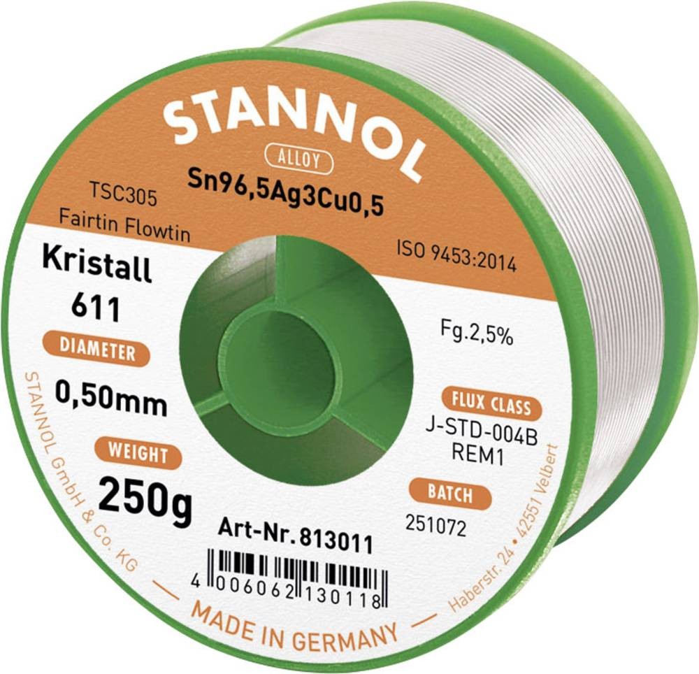 Stannol Kristall 611 Fairtin Lötzinn, bleifrei bleifrei Sn96,5Ag3Cu0,