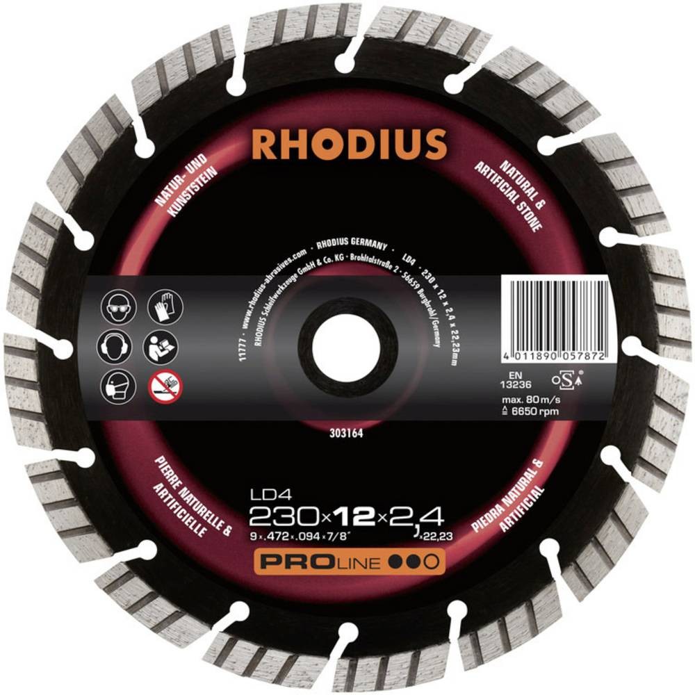 Rhodius 303163 LD4 Diamanttrennscheibe Durchmesser 180mm Bohrungs-Ø