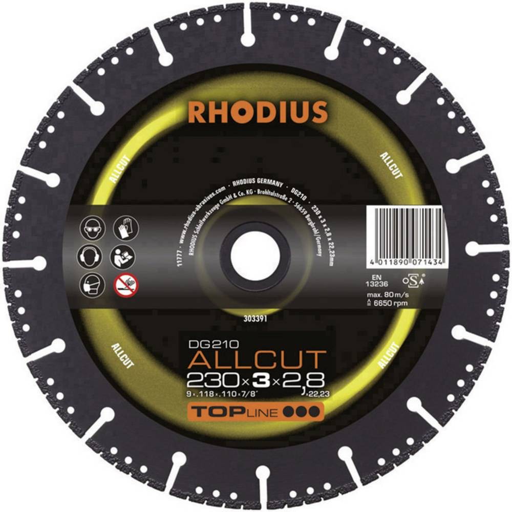 Rhodius 303390 DG210 ALLCUT Diamanttrennscheibe Durchmesser 180mm