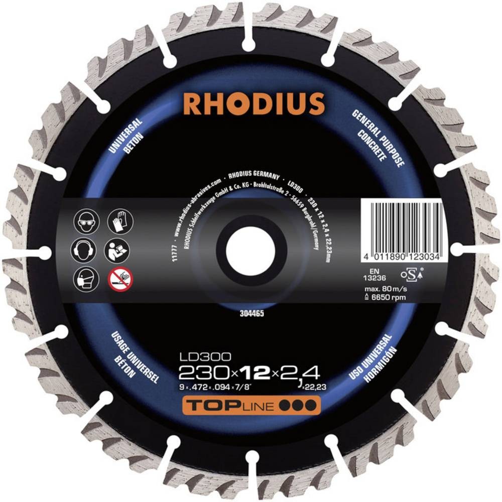 Rhodius 304465 LD300 Diamanttrennscheibe Durchmesser 230mm Bohrungs-Ø