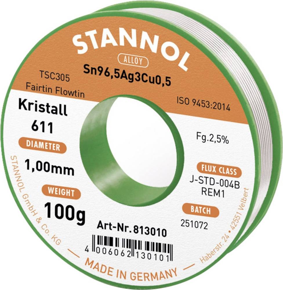 Stannol Kristall 611 Fairtin Lötzinn, bleifrei bleifrei Sn96,5Ag3Cu0,