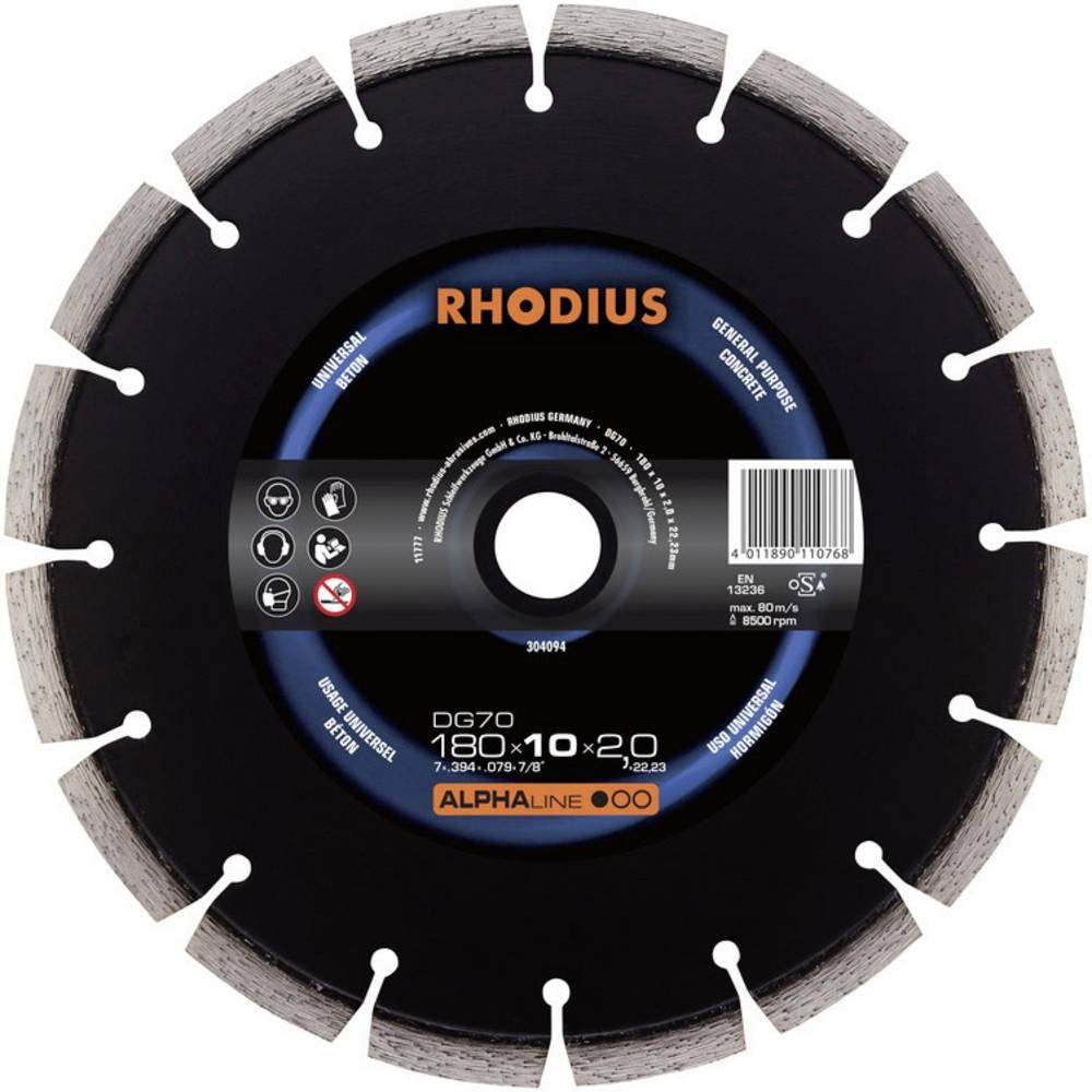 Rhodius 304095 DG70 Diamanttrennscheibe Durchmesser 230mm Bohrungs-Ø
