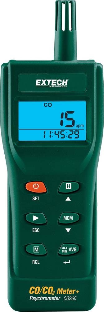 Extech Data Logging Air Quality Meter for Dew Point, Humidity,