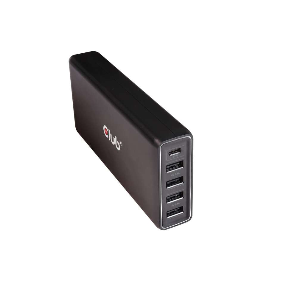 Club3D Schnellladegerät 1xUSB Typ C, 4xUSB Typ A, PD 111W retail
