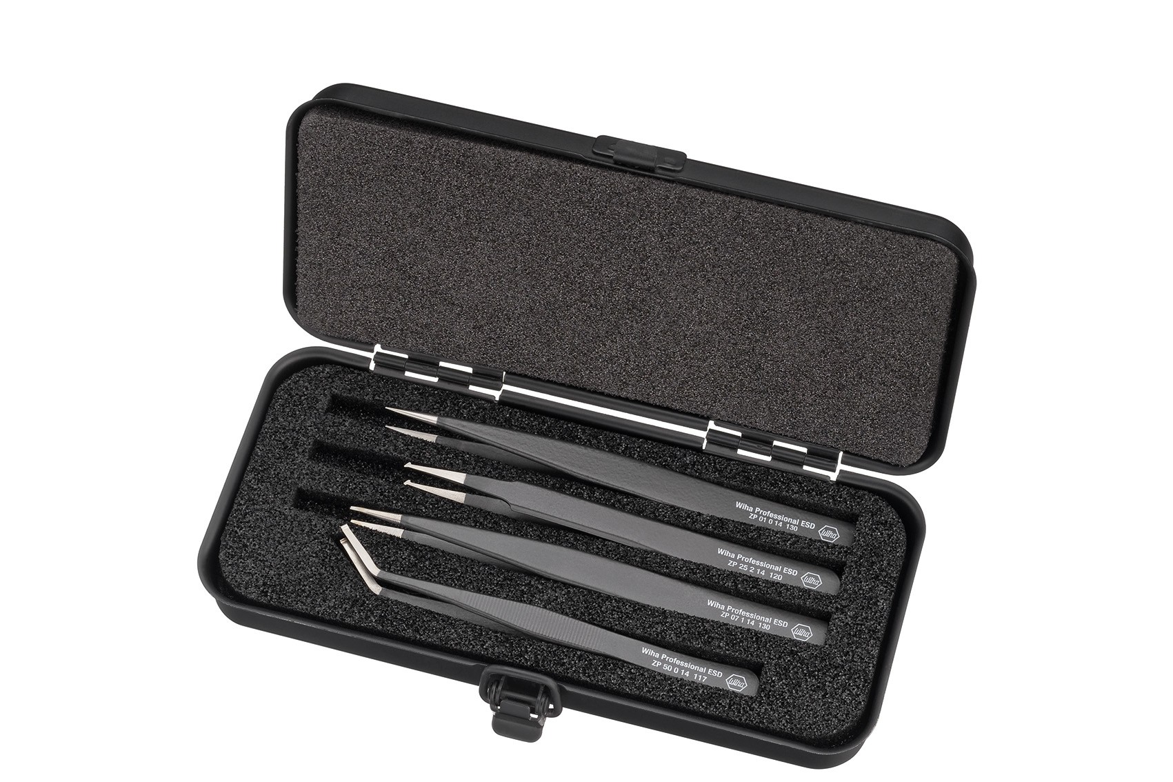 Wiha 32349 Pinzetten-Set 4teilig Spitz, Flach-breit, Abgerundet