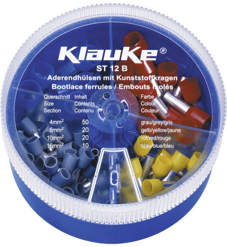 Klauke ST12B Aderendhülsen-Sortiment 4 mm², 6 mm², 10 mm², 16mm²