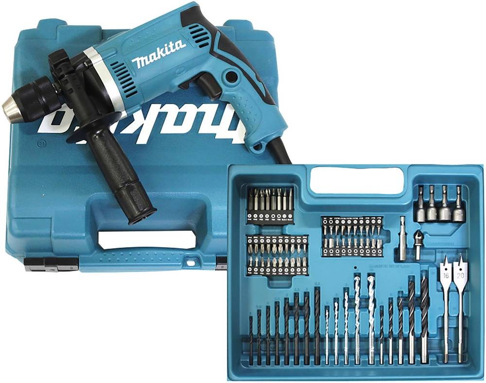 Makita HP1631KX3 1-Gang-Schlagbohrmaschine 710W with Zubehör, incl.