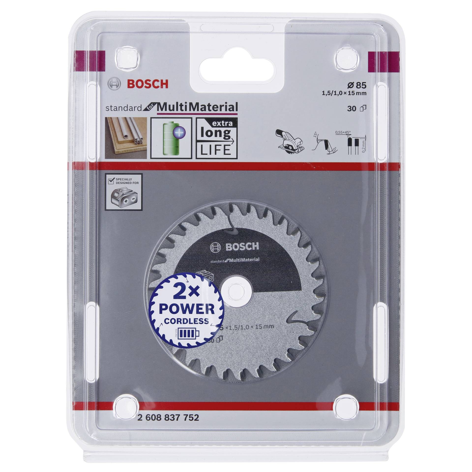 Bosch Accessories 2608837752 Kreissägeblatt 85 x 15 mm Zähneanzahl: