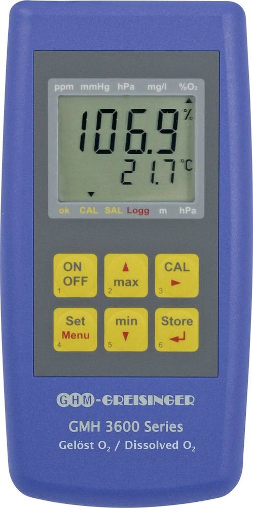 Greisinger GMH 3611-GL Sauerstoffmessgerät Druck, O2-Konzentration,